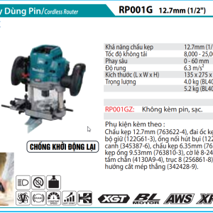 Makita RP001GZ Máy Phay Dùng Pin