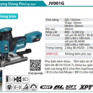 Makita JV001GZ Máy Cưa Lọng Dùng Pin 40V Max